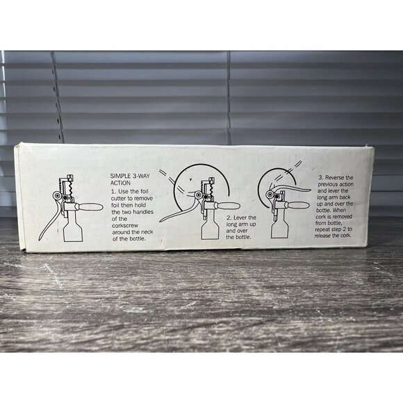 Linens 'N Things Deluxe Bar Restaurant Lever Pull Corkscrew Wine Bottle Opener - Picture 3 of 4